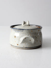 vintage handmade studio pottery covered bowl