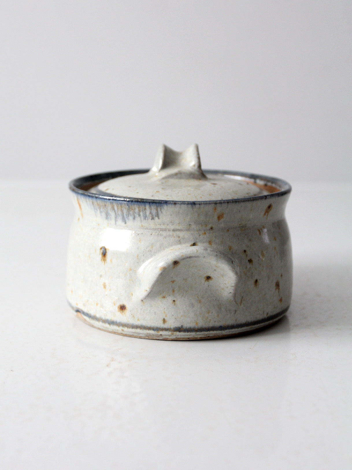 vintage handmade studio pottery covered bowl