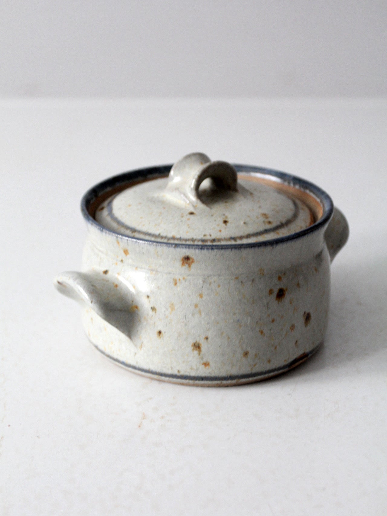 vintage handmade studio pottery covered bowl