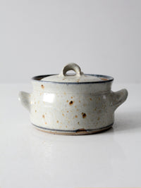 vintage handmade studio pottery covered bowl