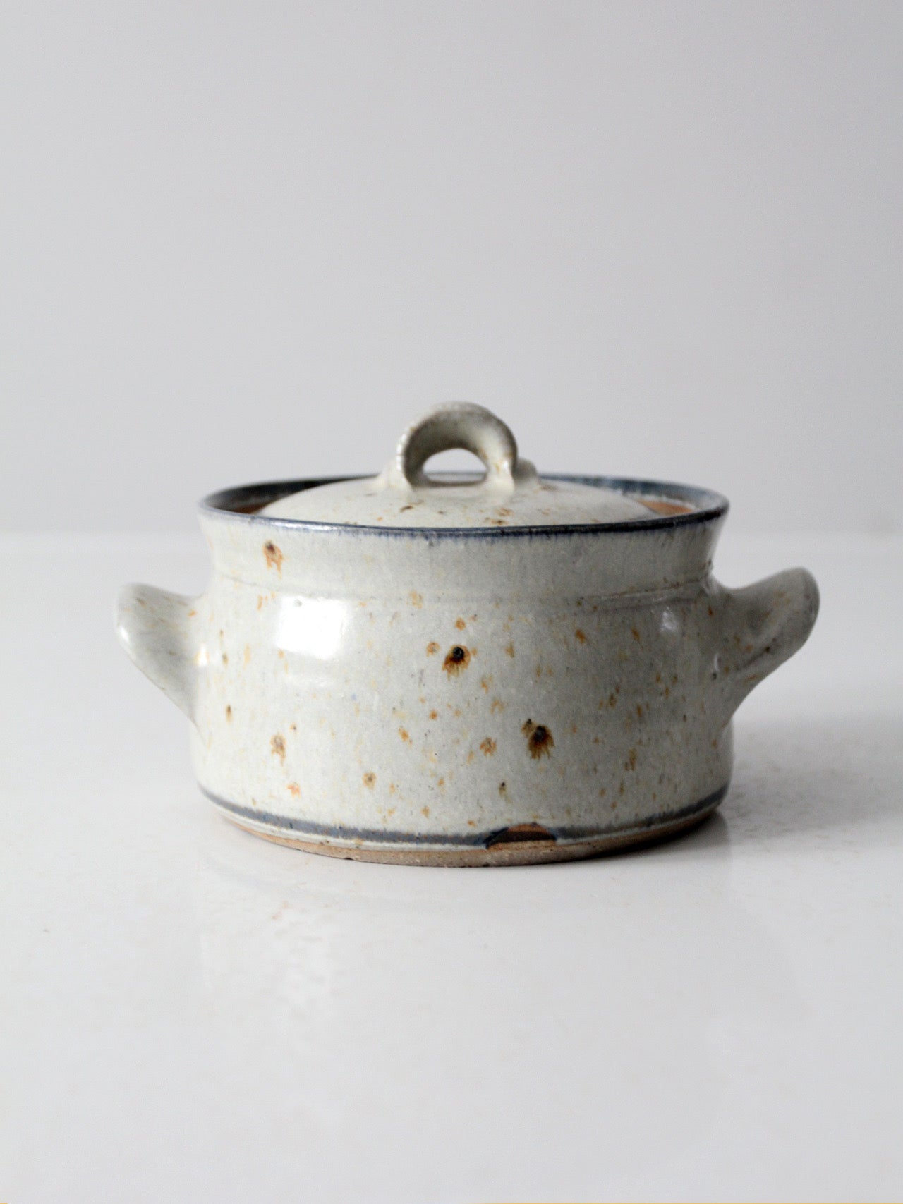 vintage handmade studio pottery covered bowl