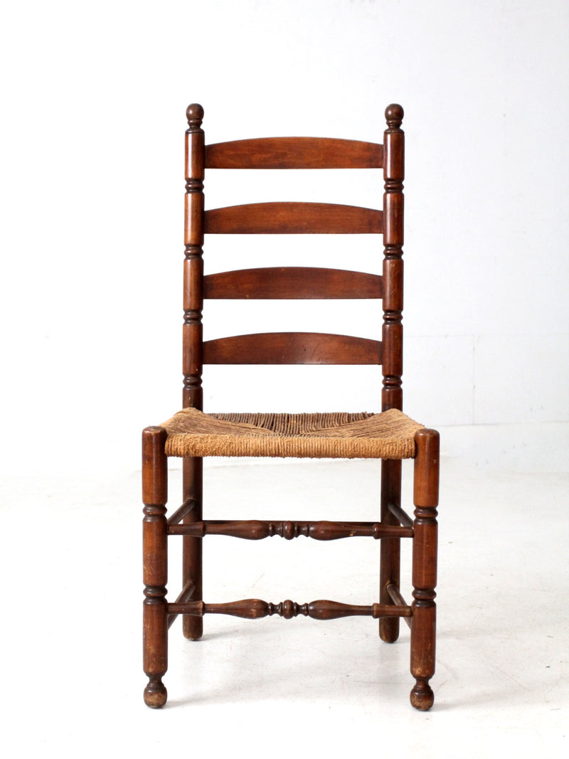 antique rush seat ladder back chair