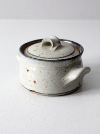 vintage handmade studio pottery covered bowl