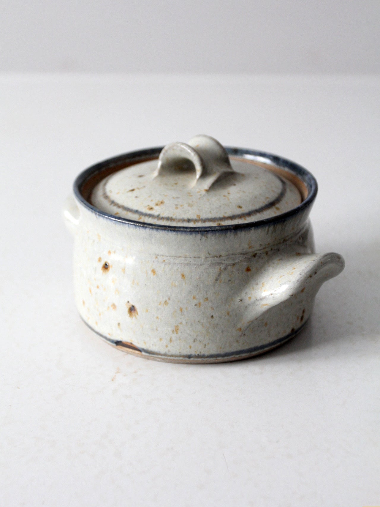 vintage handmade studio pottery covered bowl