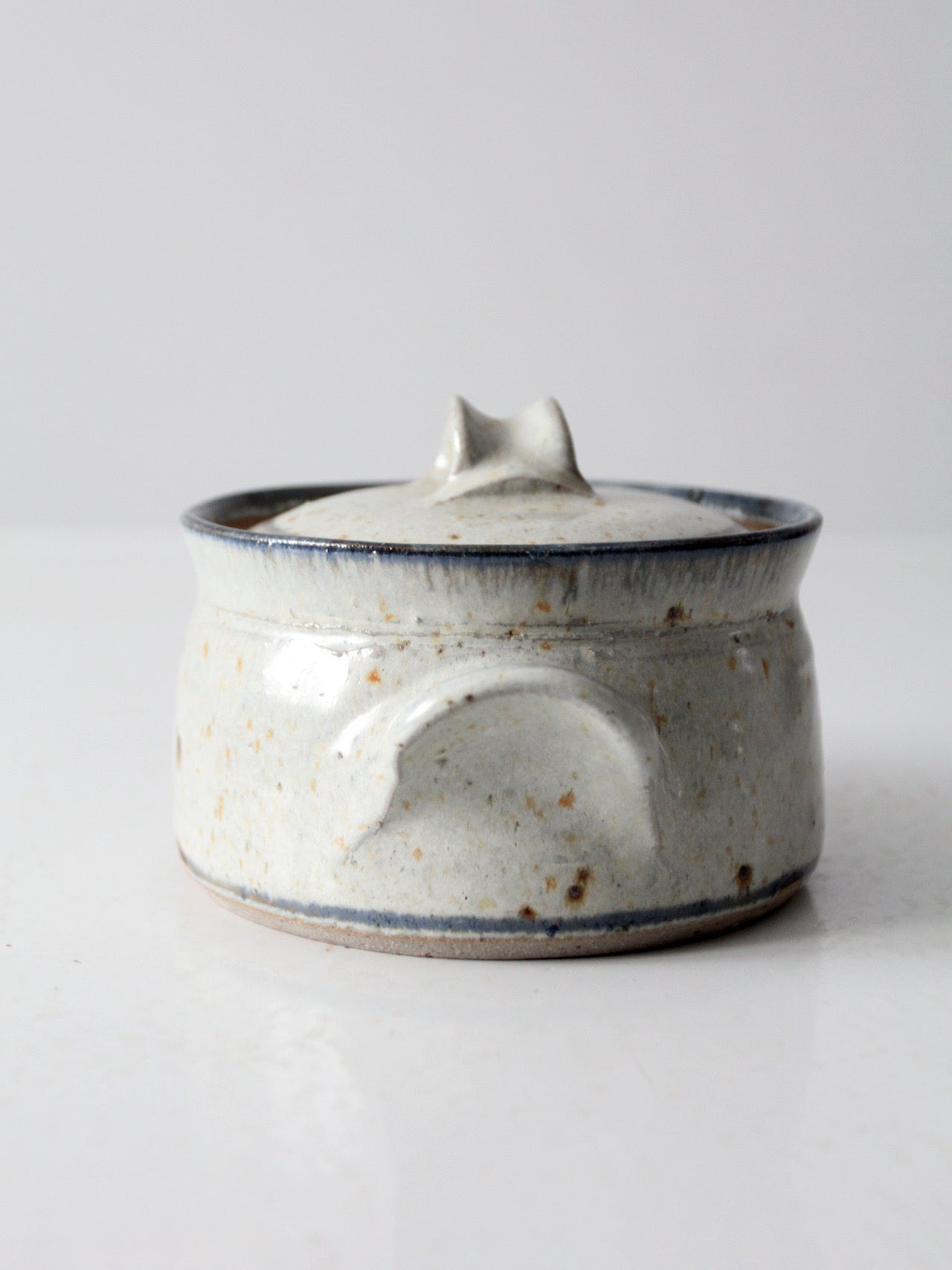 vintage handmade studio pottery covered bowl