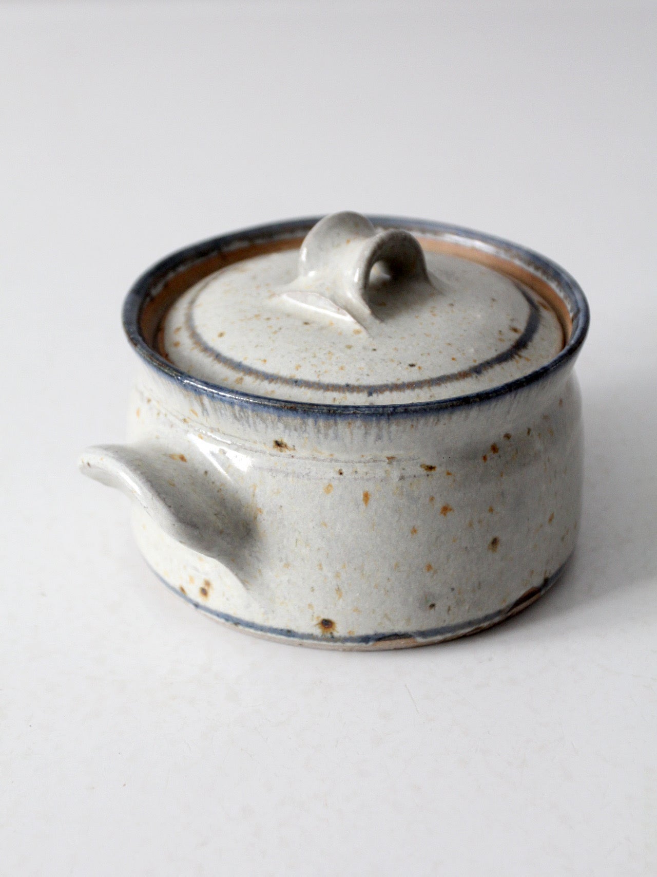 vintage handmade studio pottery covered bowl