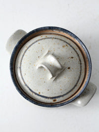 vintage handmade studio pottery covered bowl