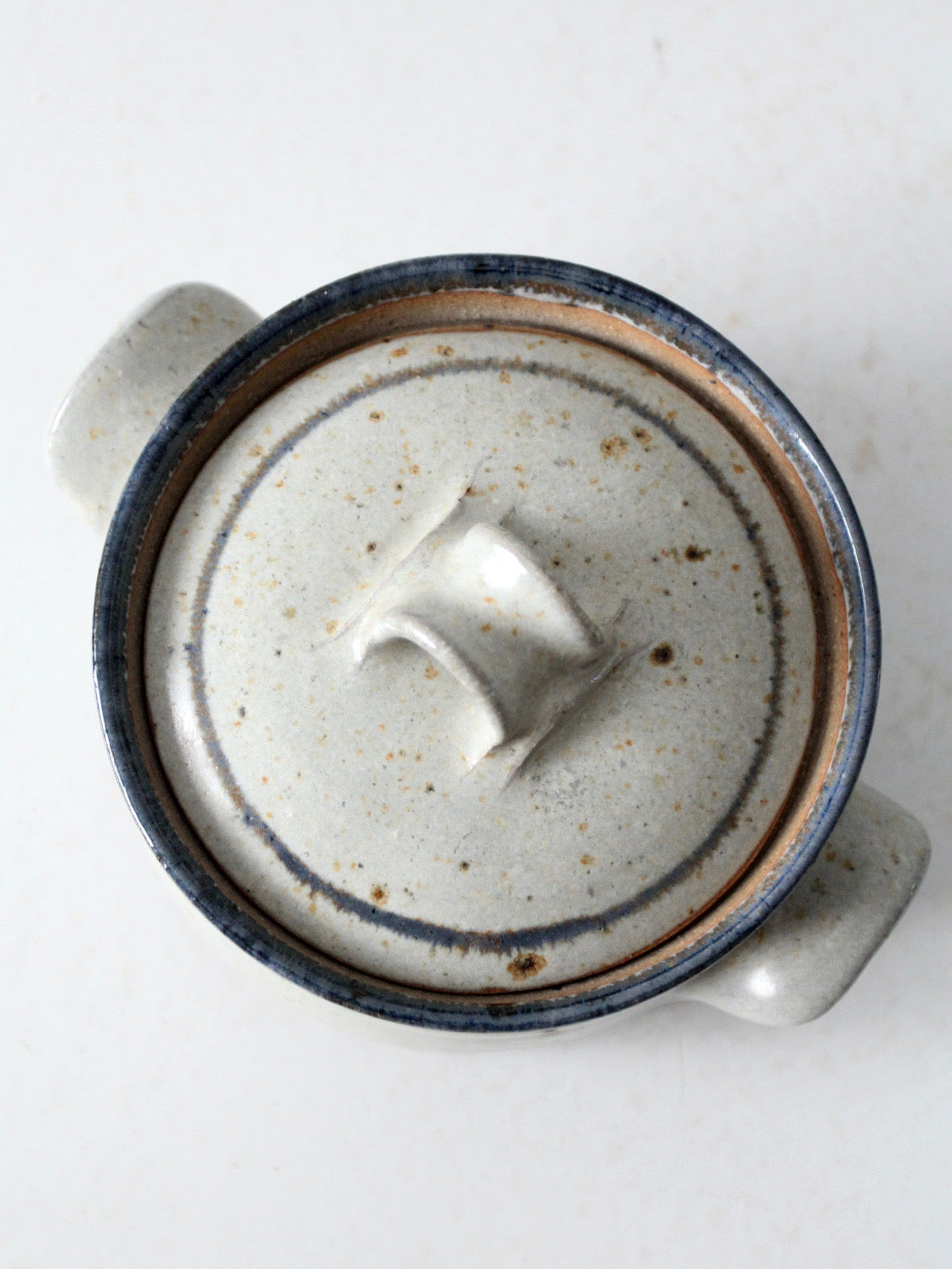 vintage handmade studio pottery covered bowl