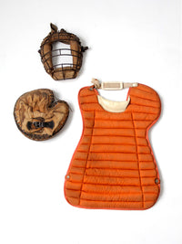 vintage baseball catcher's equipment collection c. 1930s-1950s