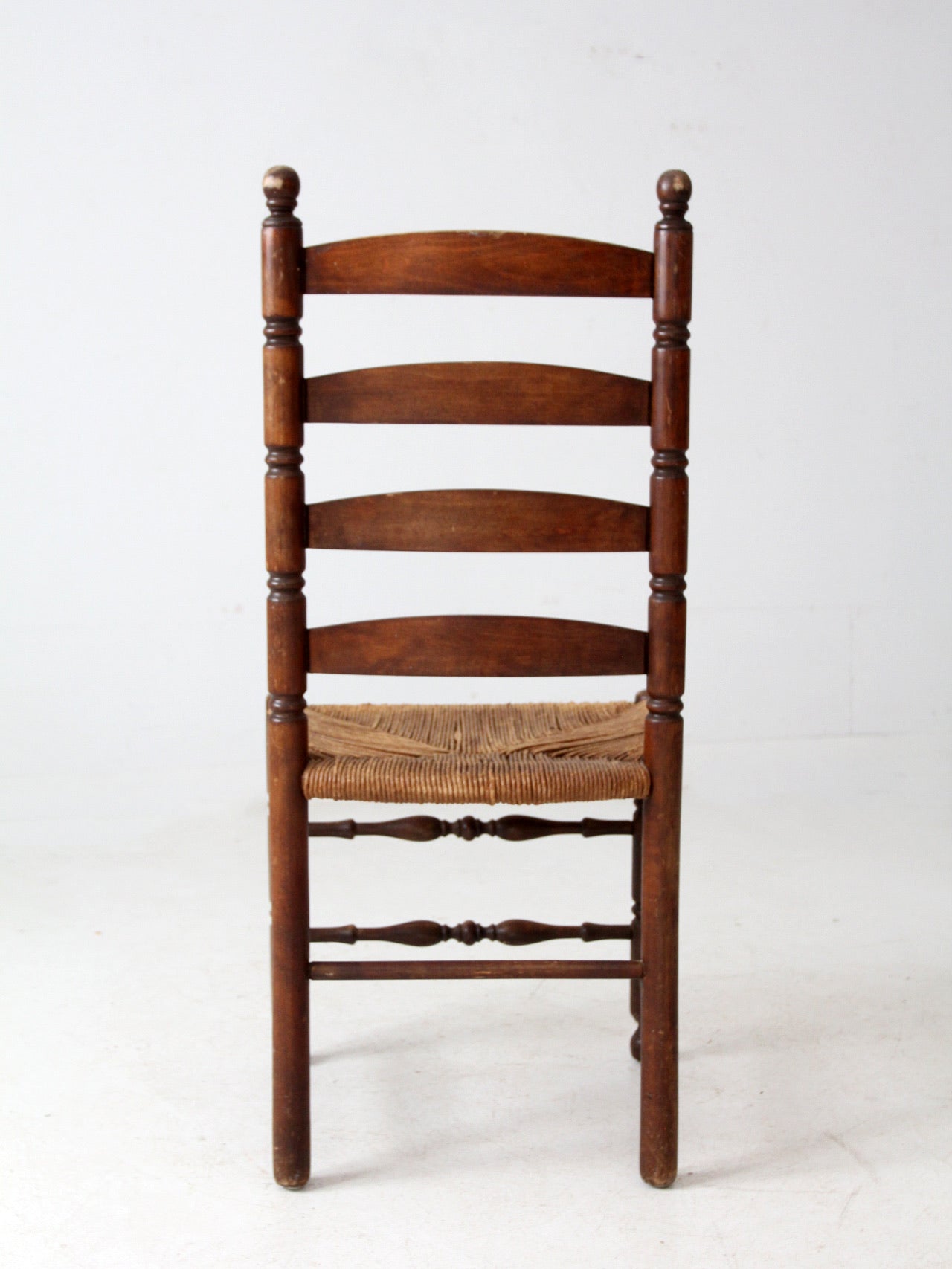 antique rush seat ladder back chair