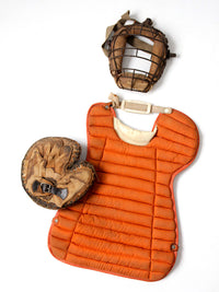 vintage baseball catcher's equipment collection c. 1930s-1950s