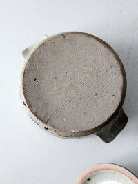 vintage handmade studio pottery covered bowl