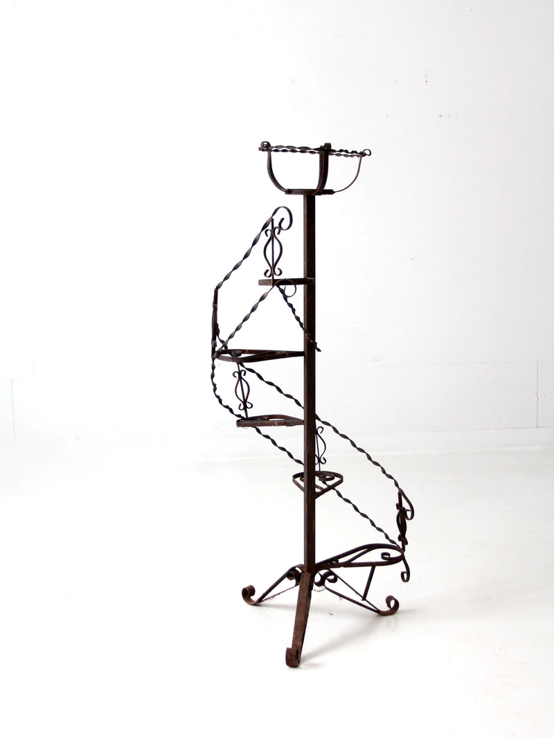 vintage wrought iron spiral plant stand