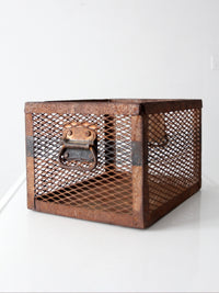 vintage industrial metal mesh crate