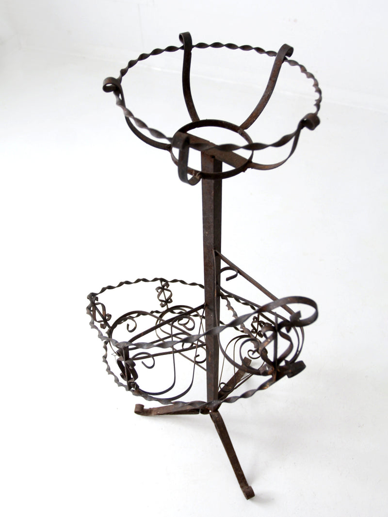 vintage wrought iron spiral plant stand