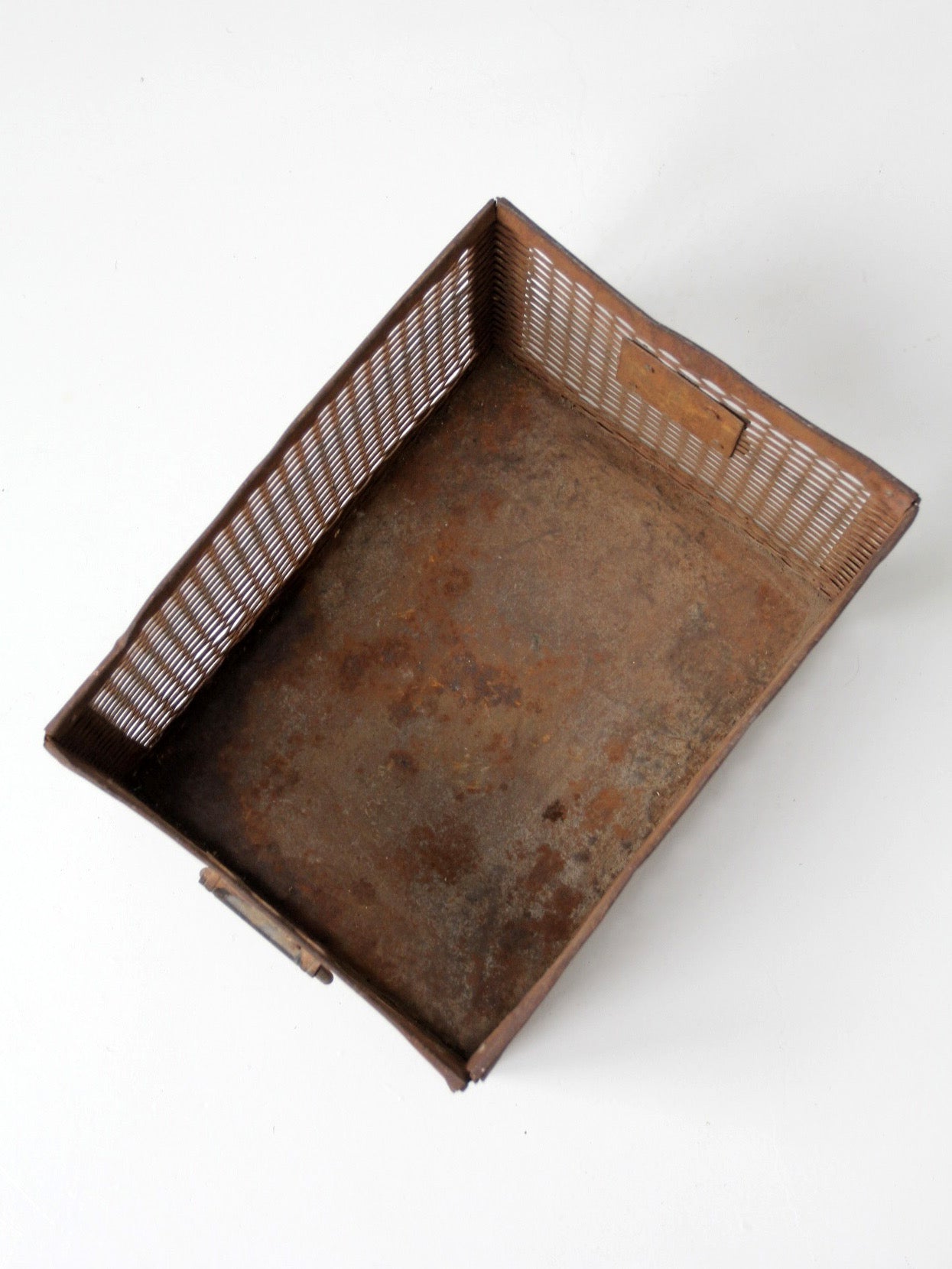 vintage industrial metal mesh crate