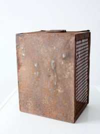 vintage industrial metal mesh crate
