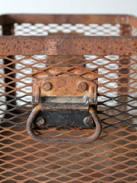 vintage industrial metal mesh crate