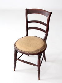 antique ladder back chair with upholstered seat