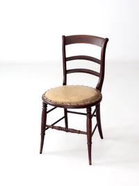 antique ladder back chair with upholstered seat