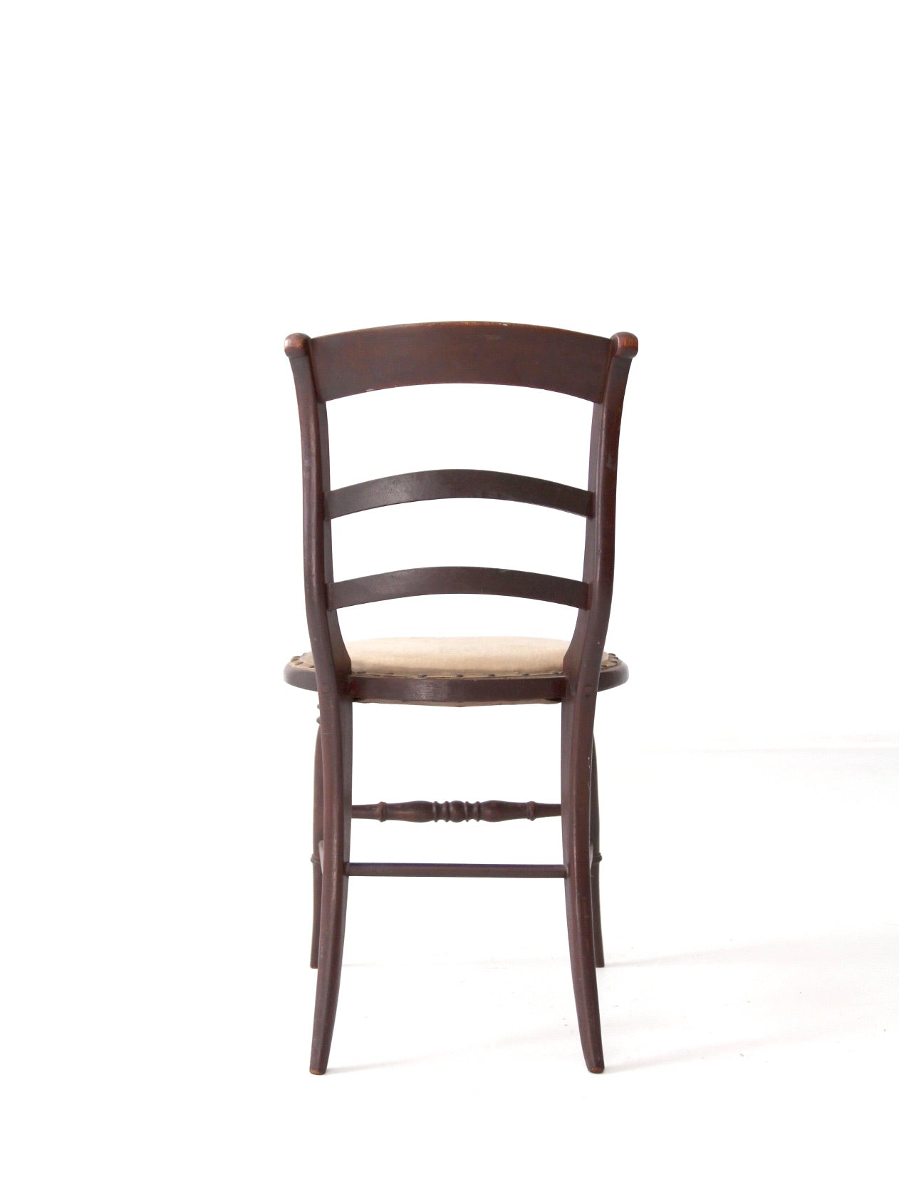 antique ladder back chair with upholstered seat