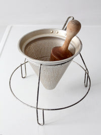 mid-century conical strainer set