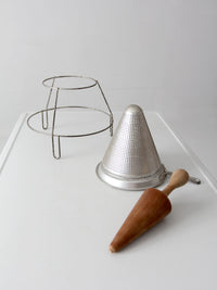 mid-century conical strainer set