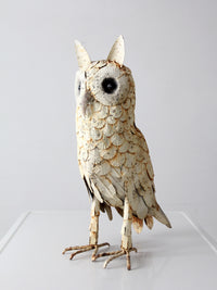 mid-century brutalist metal owl sculpture