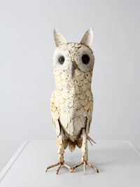 mid-century brutalist metal owl sculpture