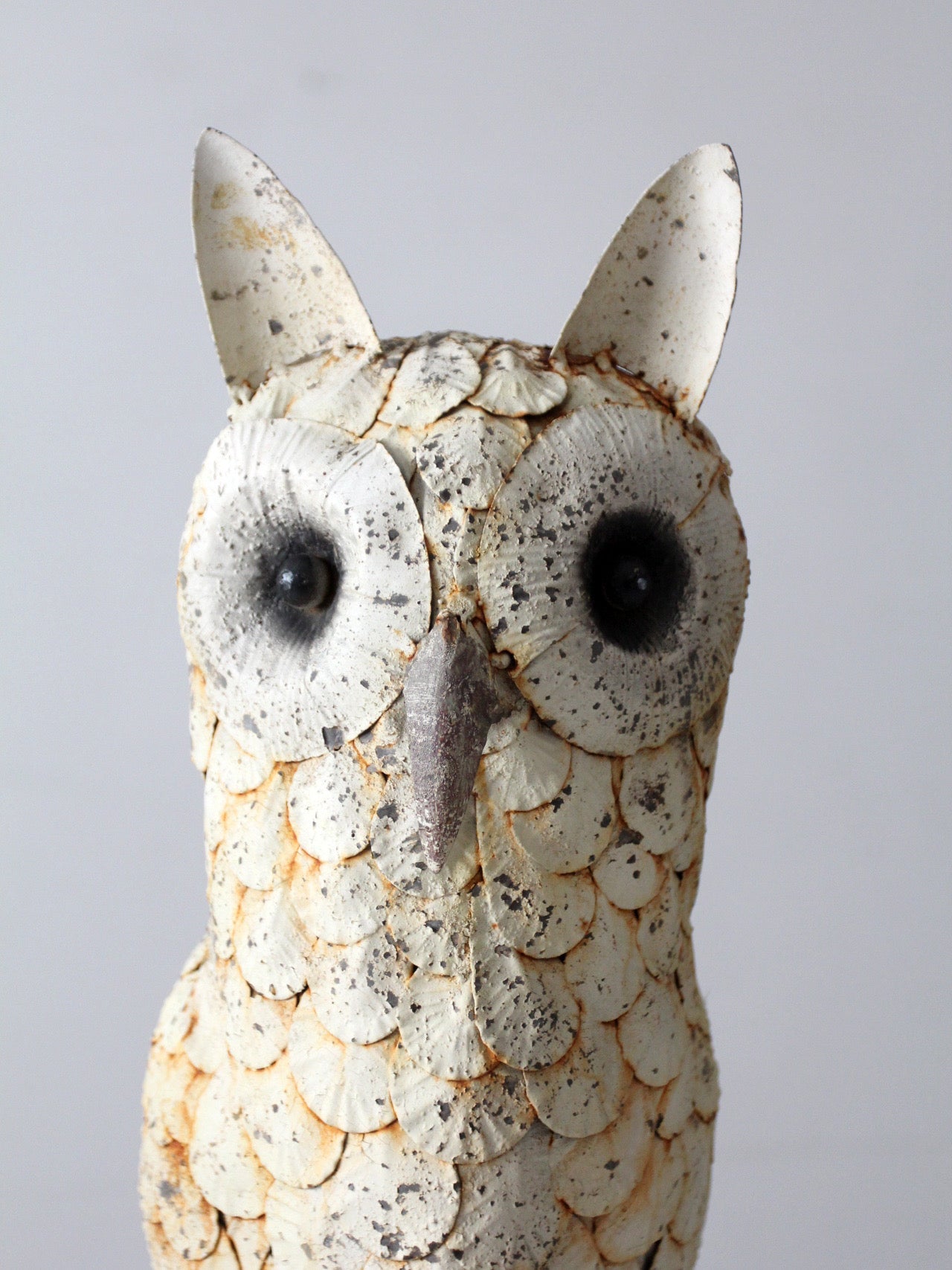 mid-century brutalist metal owl sculpture