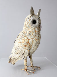 mid-century brutalist metal owl sculpture