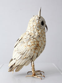 mid-century brutalist metal owl sculpture