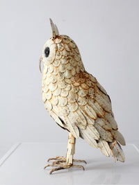 mid-century brutalist metal owl sculpture