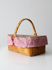 vintage picnic basket with removable floral