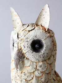 mid-century brutalist metal owl sculpture