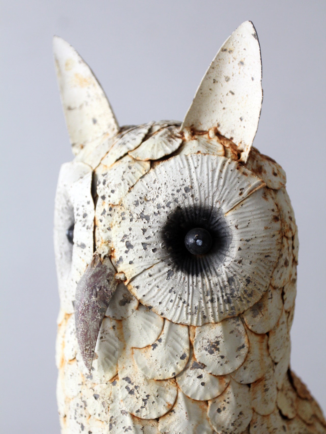 mid-century brutalist metal owl sculpture