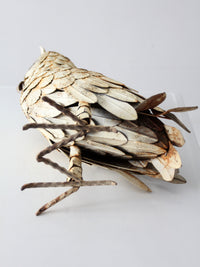 mid-century brutalist metal owl sculpture
