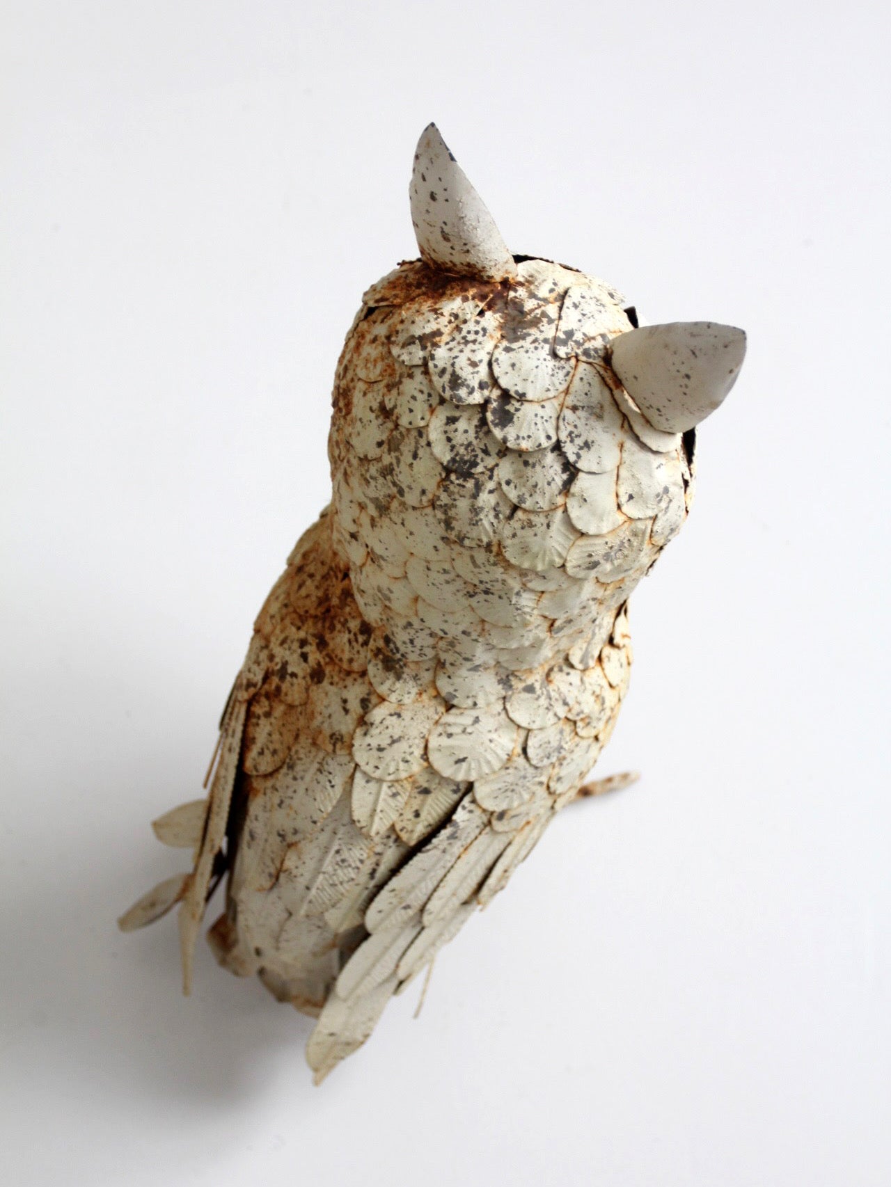 mid-century brutalist metal owl sculpture