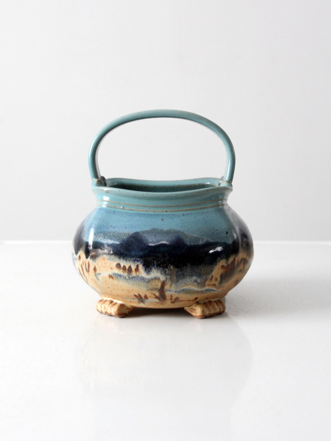 1999 Carl Sheehan Fire Hole Pottery Montana landscape basket