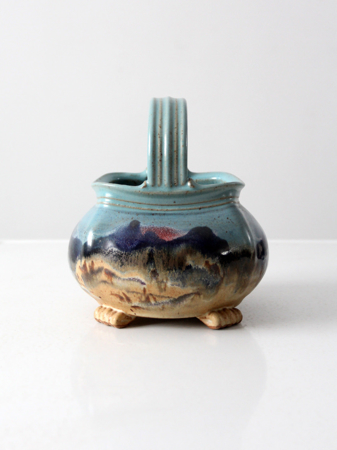 1999 Carl Sheehan Fire Hole Pottery Montana landscape basket