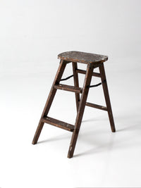 antique wood step ladder stool