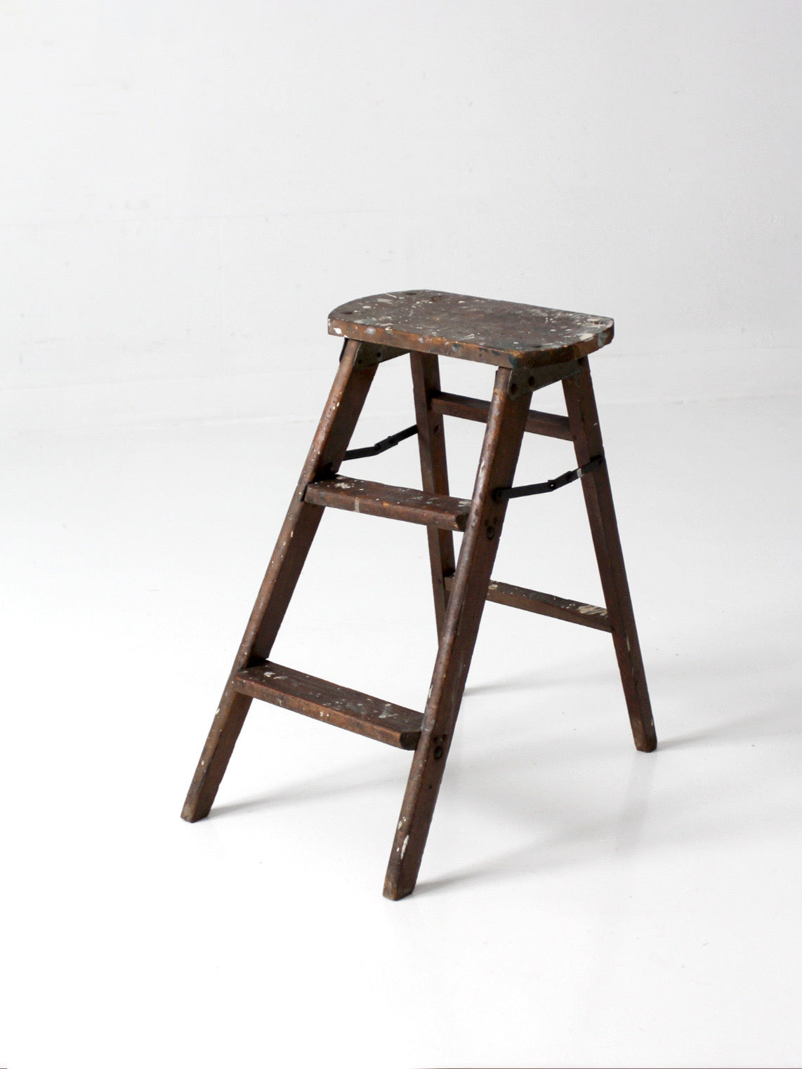 antique wood step ladder stool