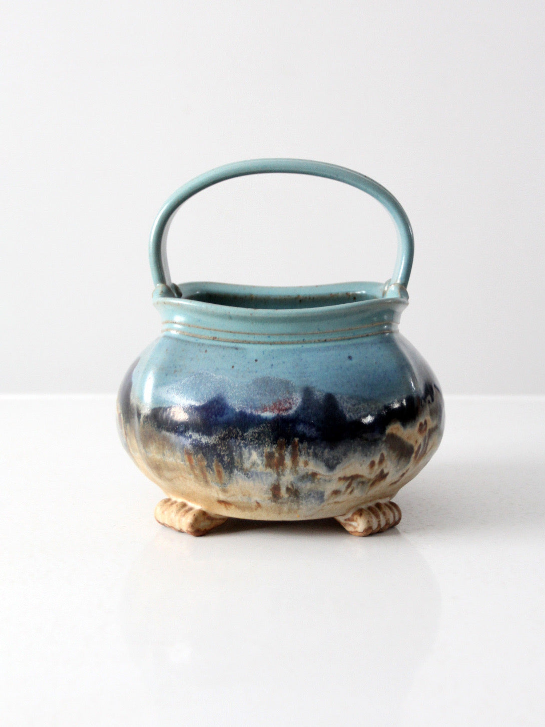 1999 Carl Sheehan Fire Hole Pottery Montana landscape basket