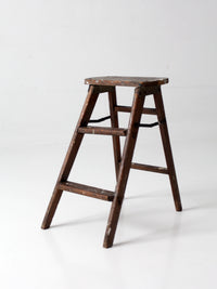 antique wood step ladder stool