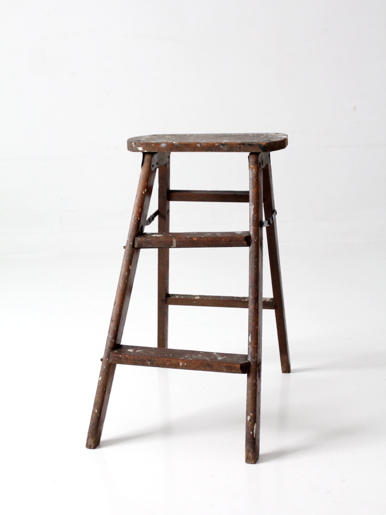antique wood step ladder stool