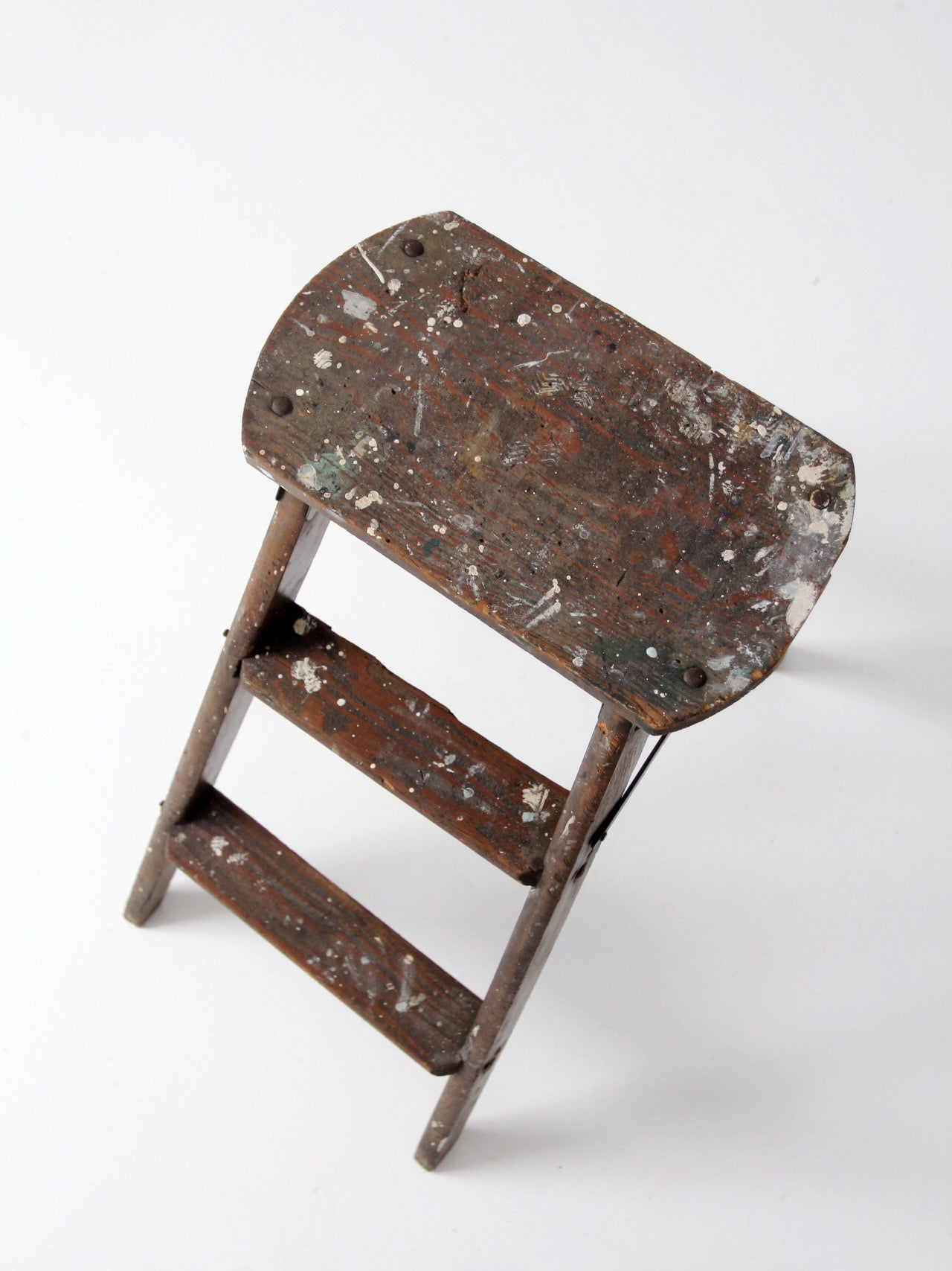 antique wood step ladder stool