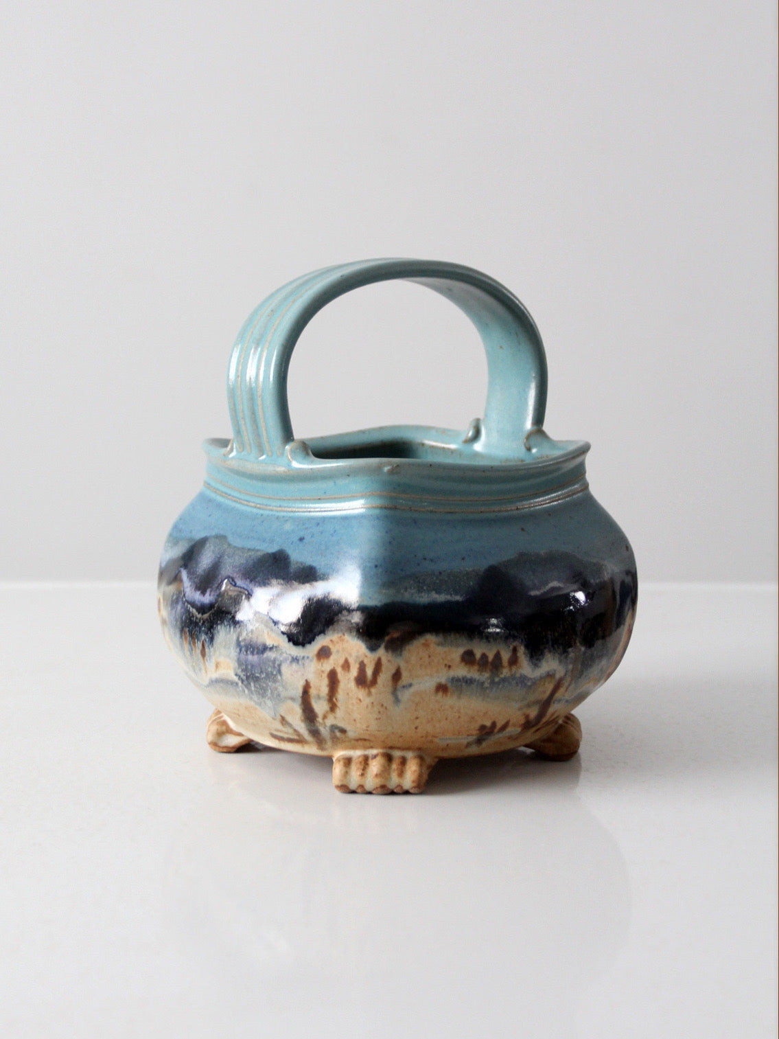 1999 Carl Sheehan Fire Hole Pottery Montana landscape basket