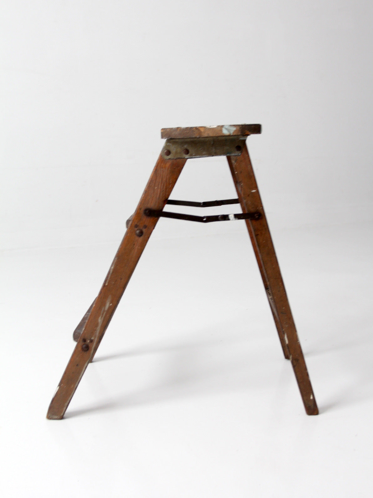 antique wood step ladder stool