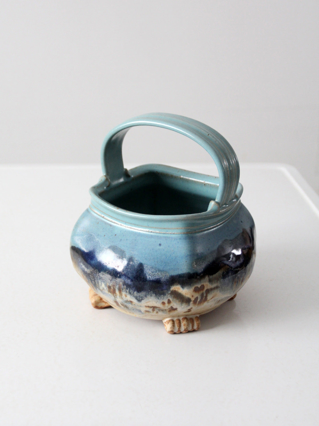 1999 Carl Sheehan Fire Hole Pottery Montana landscape basket