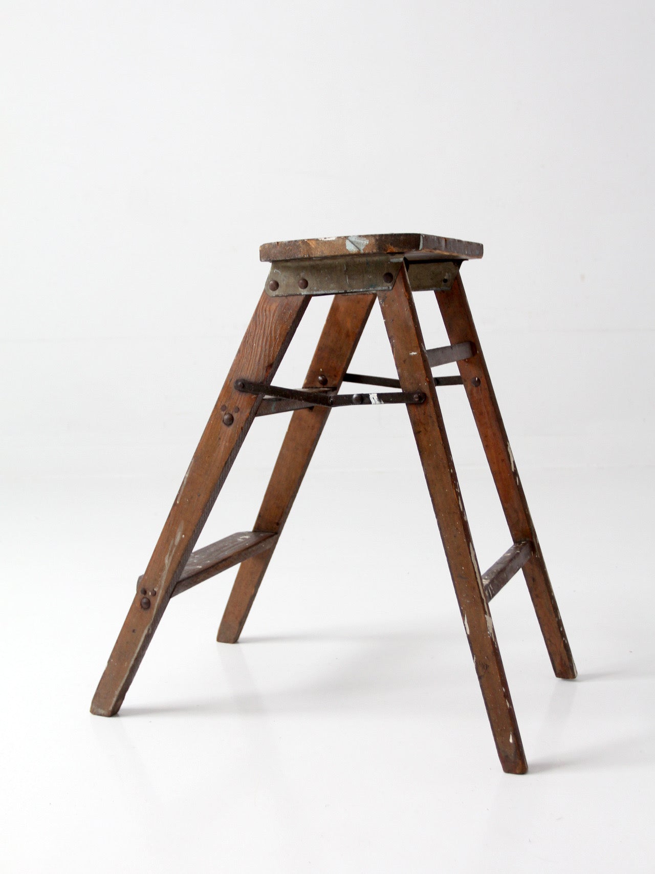 antique wood step ladder stool